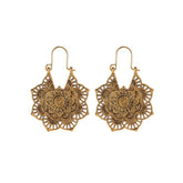 Tibetan Lotus Engraving Copper Blessing Drop Earrings